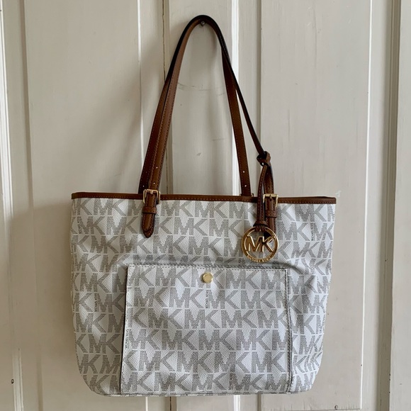 MICHAEL Michael Kors Handbags - MICHAEL KORS Ivory Jet large signature tote